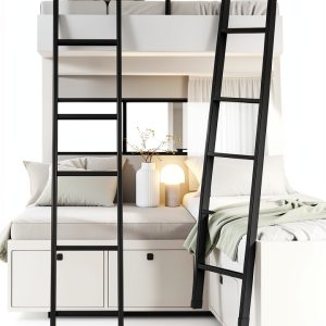 Lakexus 55inch Black RV Bunk Bed Ladder Steel-0