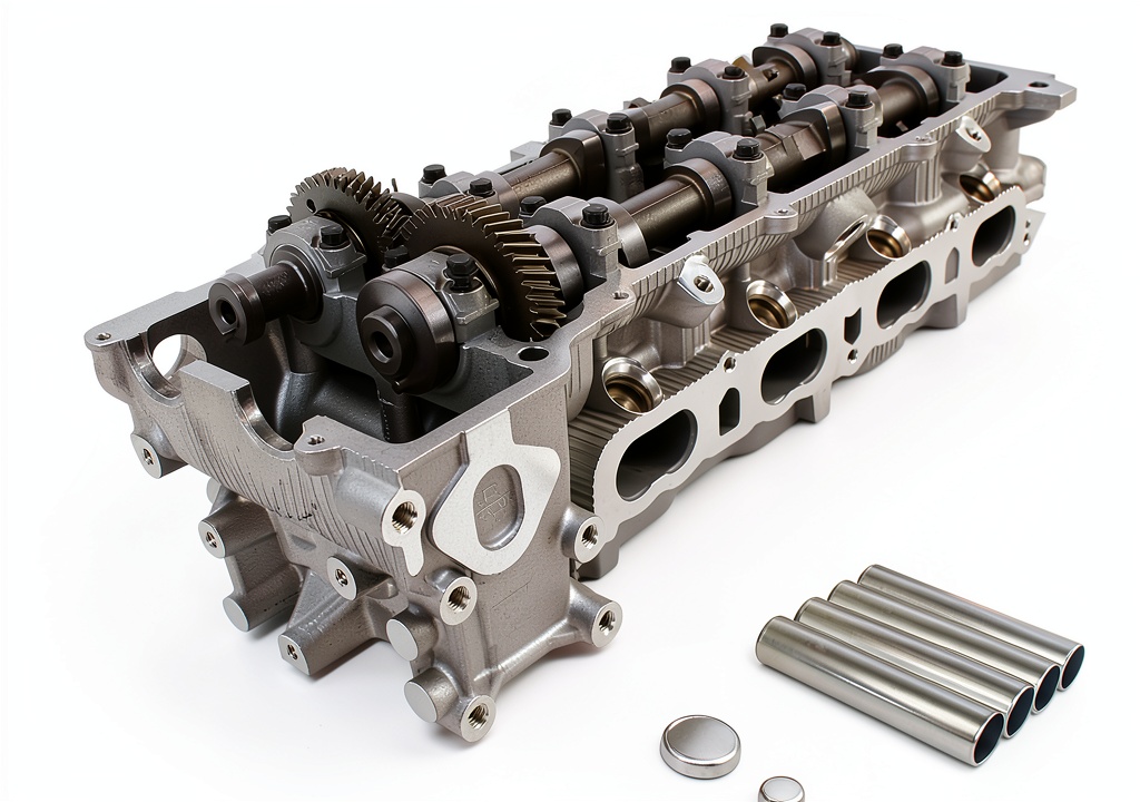 Installing Toyota Cylinder Head 11101-79266 Replacement on a garage workbench