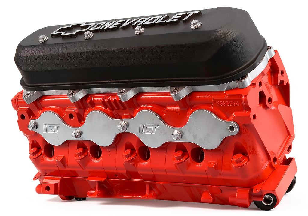 Installing GM LT Gen 5 Billet Aluminum Engine Block Protector on a wooden workbench