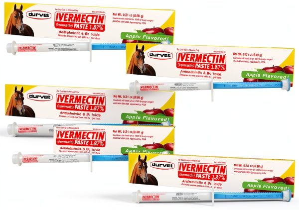 Durvet Ivermectin Paste Dewormer 6.08g Dose Apple Flavor - 6 Pack-0