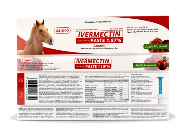Ivermectin Horse Paste 1.87% Apple Flavor OZIPCO for Horses 1250lb-1